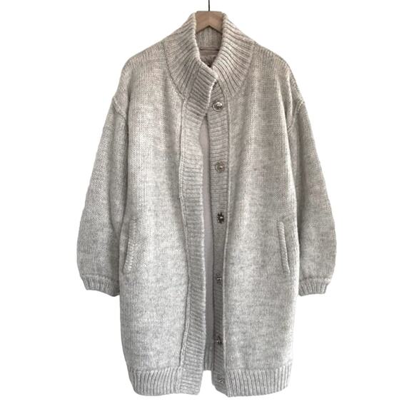 Urban Outfitters Kimchi Blue Oversized Sweater Coat Heather Grey Size M - Picture 2 of 9
